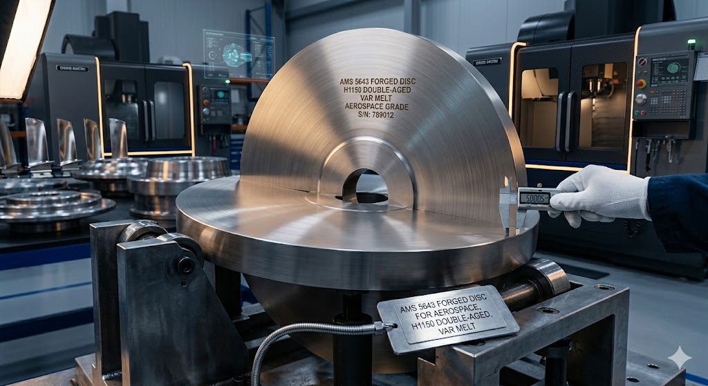 AMS 5643 forged disc, H1150 double-aged, transverse tensile tested