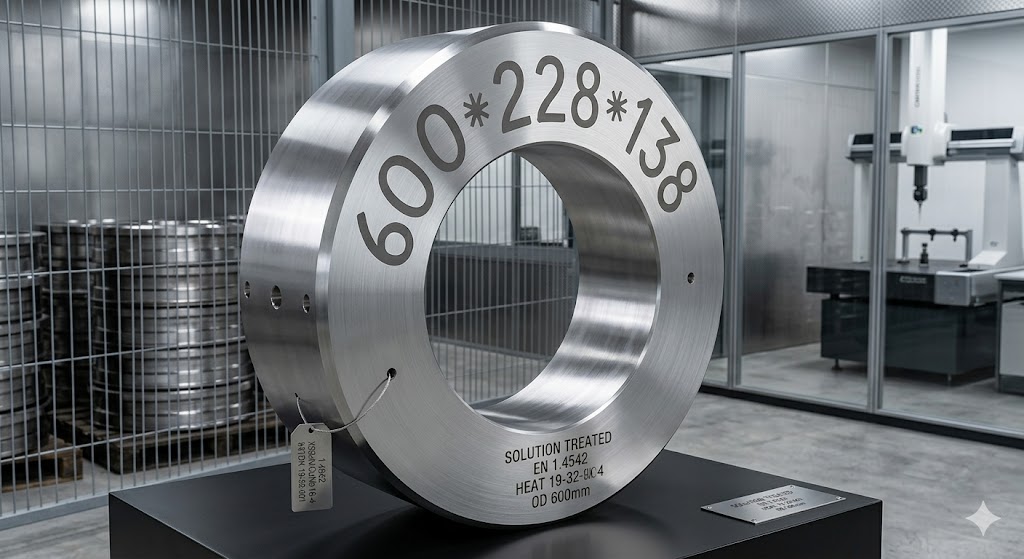 EN 1.4542 / X5CrNiCuNb16-4 forged ring, solution treated, OD 600mm