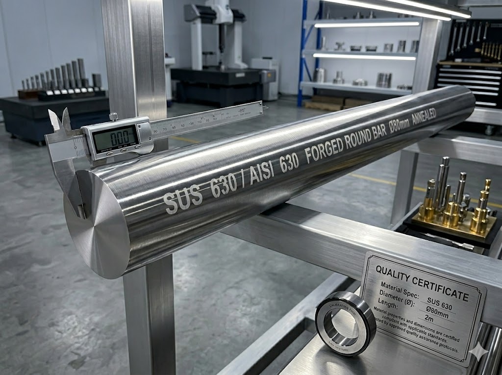 SUS 630 / AISI 630 forged round bar stock, Ø80mm, annealed
